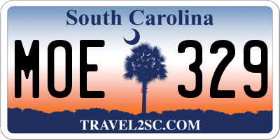 SC license plate MOE329