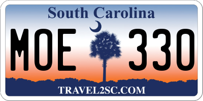 SC license plate MOE330