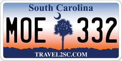 SC license plate MOE332