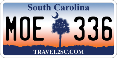 SC license plate MOE336