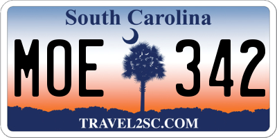 SC license plate MOE342