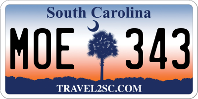 SC license plate MOE343