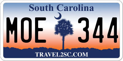 SC license plate MOE344