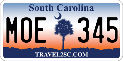 SC license plate MOE345