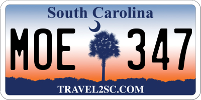 SC license plate MOE347