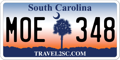 SC license plate MOE348