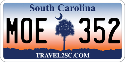 SC license plate MOE352