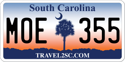 SC license plate MOE355