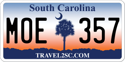 SC license plate MOE357