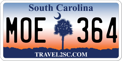 SC license plate MOE364