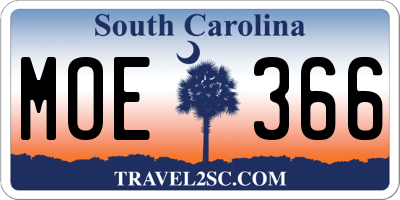 SC license plate MOE366