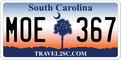 SC license plate MOE367