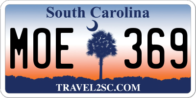 SC license plate MOE369