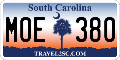 SC license plate MOE380