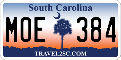 SC license plate MOE384