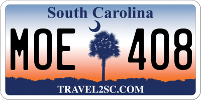 SC license plate MOE408