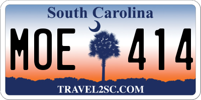 SC license plate MOE414