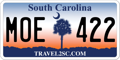 SC license plate MOE422