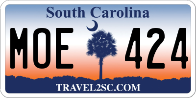 SC license plate MOE424