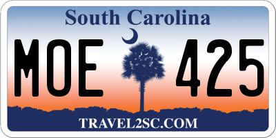 SC license plate MOE425