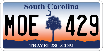 SC license plate MOE429