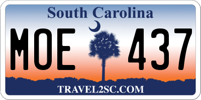 SC license plate MOE437