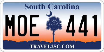 SC license plate MOE441