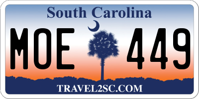 SC license plate MOE449