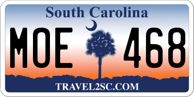 SC license plate MOE468