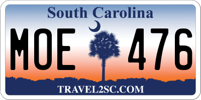 SC license plate MOE476