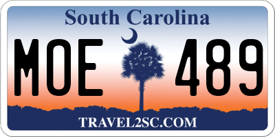 SC license plate MOE489