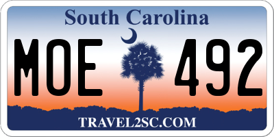 SC license plate MOE492