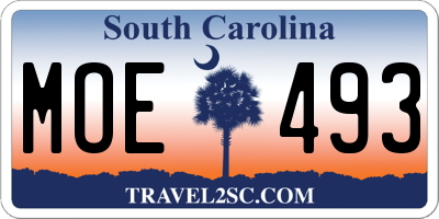 SC license plate MOE493