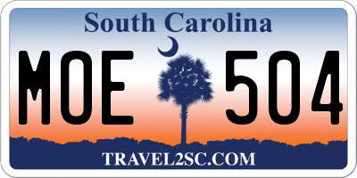 SC license plate MOE504