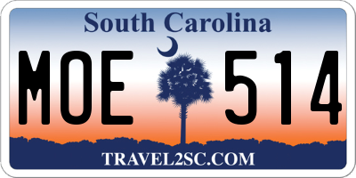 SC license plate MOE514