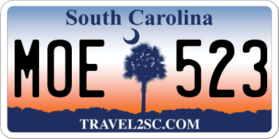 SC license plate MOE523