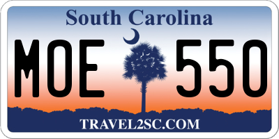 SC license plate MOE550