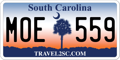 SC license plate MOE559