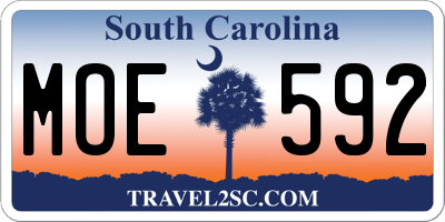 SC license plate MOE592