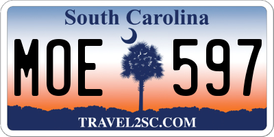 SC license plate MOE597