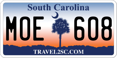 SC license plate MOE608