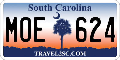 SC license plate MOE624