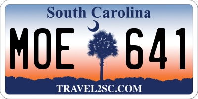 SC license plate MOE641