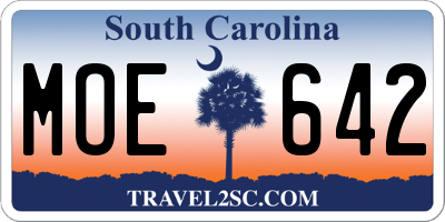 SC license plate MOE642