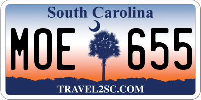 SC license plate MOE655