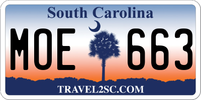 SC license plate MOE663