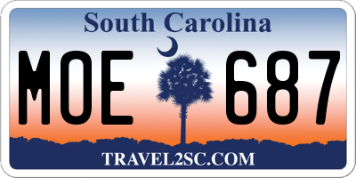 SC license plate MOE687