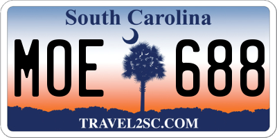 SC license plate MOE688