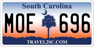 SC license plate MOE696