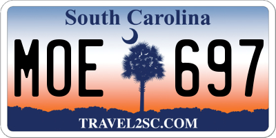 SC license plate MOE697
